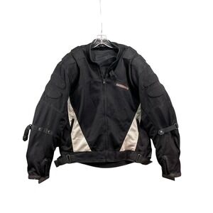 MotoBoss Motorcycle Jacket Mens 3XL Black Mesh Padded Armor Riding Biker Coat